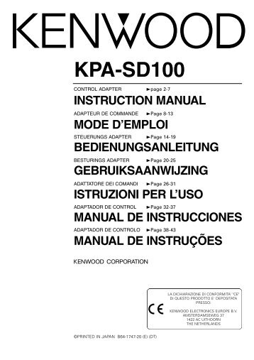 Kenwood KPA-SD100 - Car Electronics "English, French, German, Dutch, Italian, Spanish, Portugal" (2004/7/29)