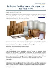 Different Packing materials important for your Move