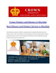 Crown Packers and Movers in Mumbai