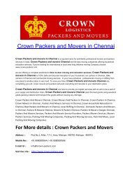 Crown Packers and Movers in chennai