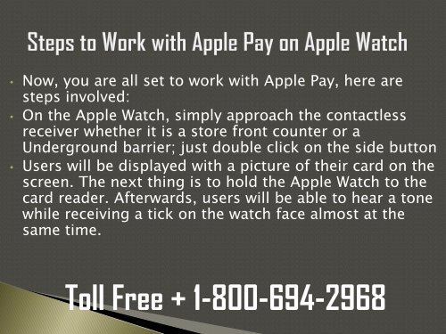 1-800-694-2968 How To Set up & Work With Apple Pay On Apple Watch? 