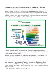 Lombardia Speciale Libri La Lombardia ha il numero più elevato degli editori