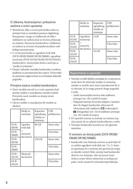 Sony DCR-SX53E - DCR-SX53E Mode d'emploi Croate