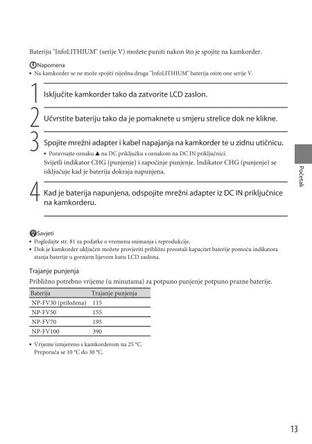 Sony DCR-SX53E - DCR-SX53E Mode d'emploi Croate