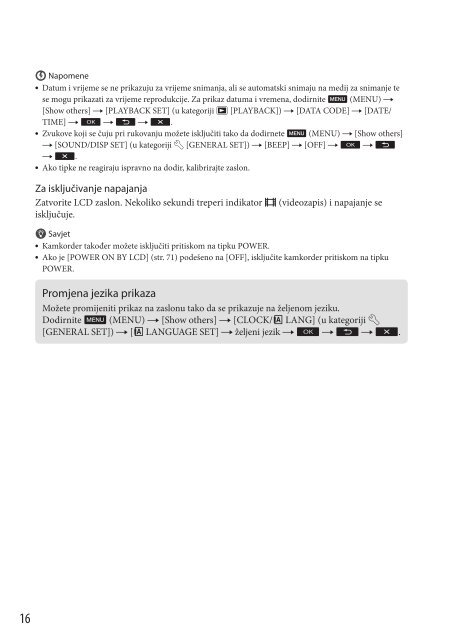 Sony DCR-SX53E - DCR-SX53E Mode d'emploi Croate