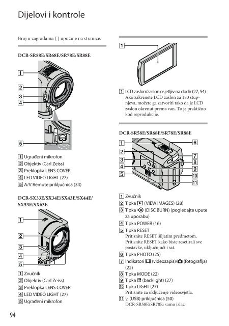 Sony DCR-SX53E - DCR-SX53E Mode d'emploi Croate