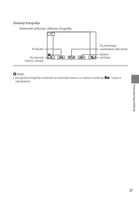 Sony DCR-SX53E - DCR-SX53E Mode d'emploi Croate