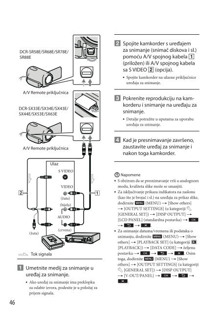 Sony DCR-SX53E - DCR-SX53E Mode d'emploi Croate