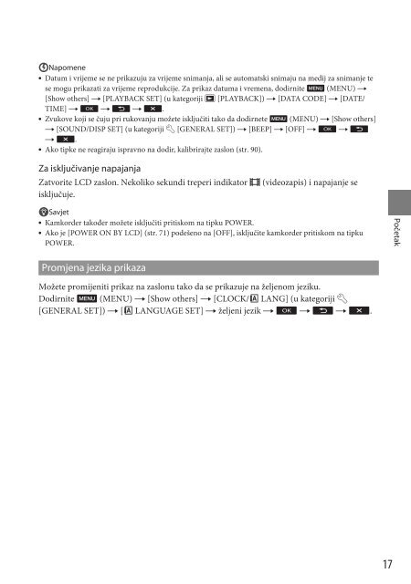 Sony DCR-SX53E - DCR-SX53E Mode d'emploi Croate