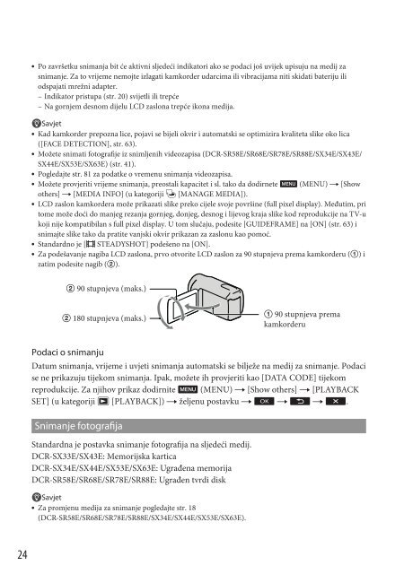 Sony DCR-SX53E - DCR-SX53E Mode d'emploi Croate