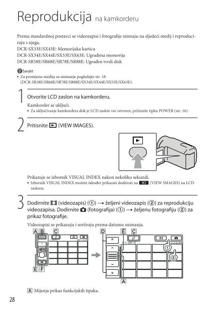 Sony DCR-SX53E - DCR-SX53E Mode d'emploi Croate