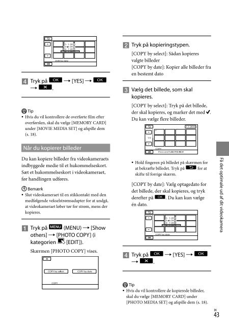 Sony DCR-SX53E - DCR-SX53E Consignes d&rsquo;utilisation Danois