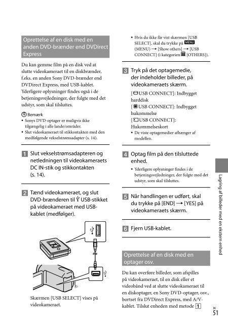 Sony DCR-SX53E - DCR-SX53E Consignes d&rsquo;utilisation Danois