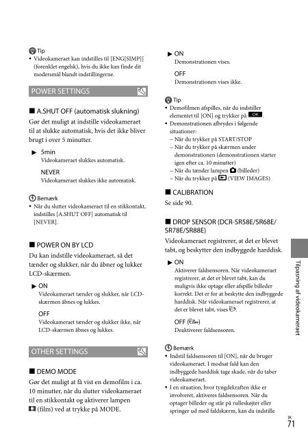 Sony DCR-SX53E - DCR-SX53E Consignes d&rsquo;utilisation Danois