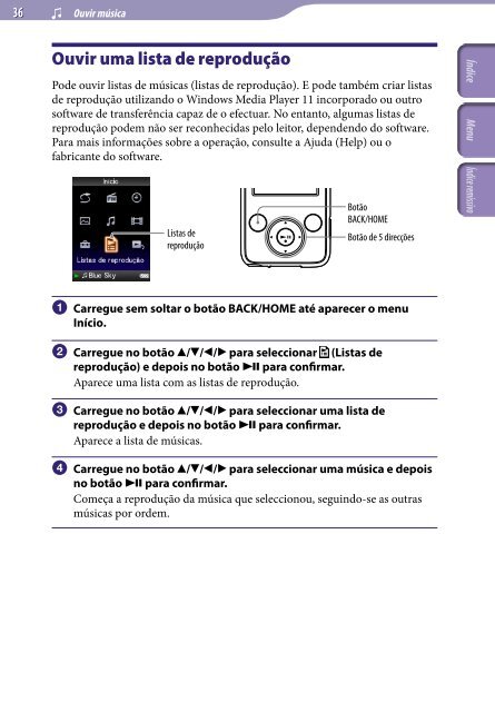 Sony NWZ-E435F - NWZ-E435F Consignes d&rsquo;utilisation Portugais