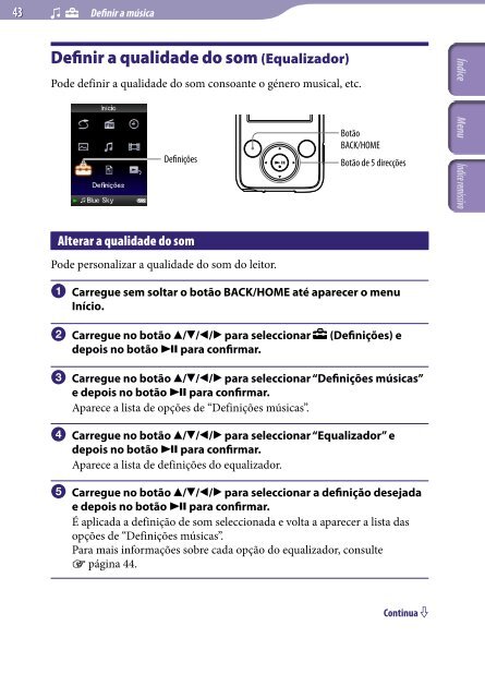 Sony NWZ-E435F - NWZ-E435F Consignes d&rsquo;utilisation Portugais