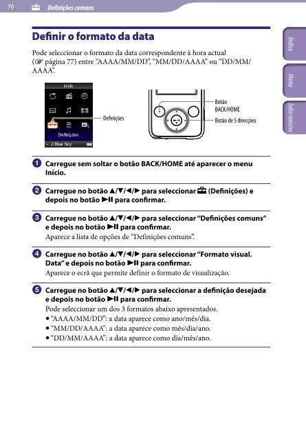 Sony NWZ-E435F - NWZ-E435F Consignes d&rsquo;utilisation Portugais