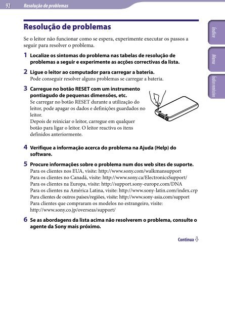 Sony NWZ-E435F - NWZ-E435F Consignes d&rsquo;utilisation Portugais