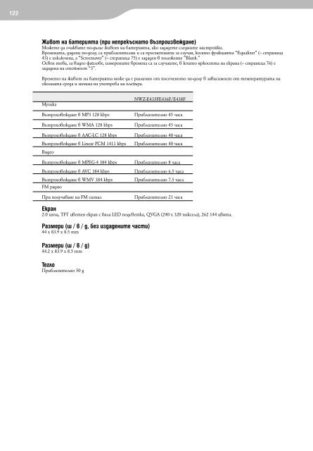 Sony NWZ-E435F - NWZ-E435F Mode d'emploi Bulgare