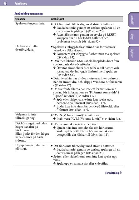 Sony NWZ-E435F - NWZ-E435F Consignes d&rsquo;utilisation Su&eacute;dois