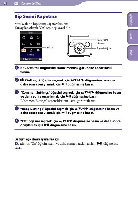 Sony NWZ-E435F - NWZ-E435F Consignes d&rsquo;utilisation Turc