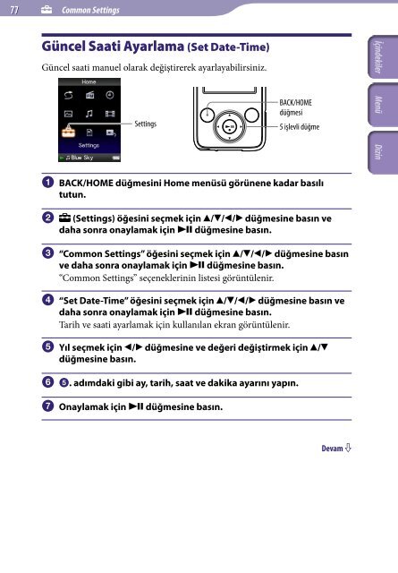 Sony NWZ-E435F - NWZ-E435F Consignes d&rsquo;utilisation Turc