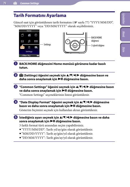 Sony NWZ-E435F - NWZ-E435F Consignes d&rsquo;utilisation Turc