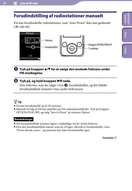 Sony NWZ-E435F - NWZ-E435F Consignes d&rsquo;utilisation Danois