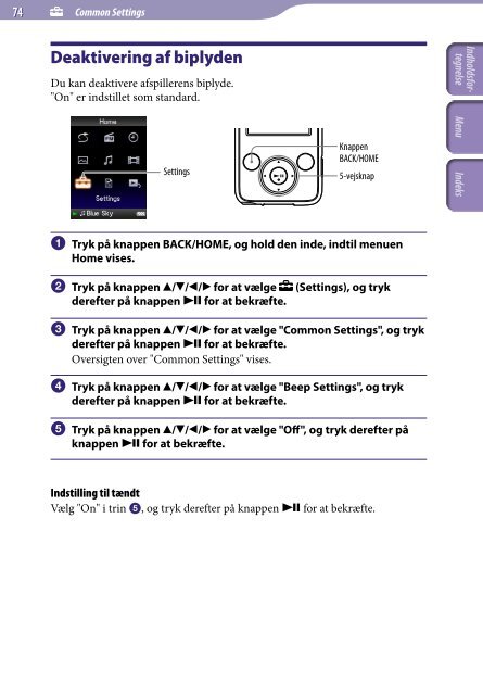 Sony NWZ-E435F - NWZ-E435F Consignes d&rsquo;utilisation Danois