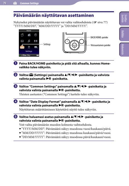 Sony NWZ-E435F - NWZ-E435F Consignes d&rsquo;utilisation Finlandais