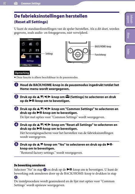 Sony NWZ-E435F - NWZ-E435F Consignes d&rsquo;utilisation N&eacute;erlandais