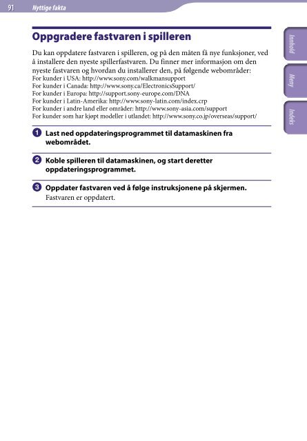 Sony NWZ-E435F - NWZ-E435F Consignes d&rsquo;utilisation Norv&eacute;gien