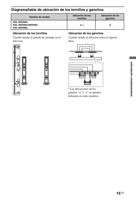 Sony KDL-46HX803 - KDL-46HX803 Mode d'emploi Espagnol