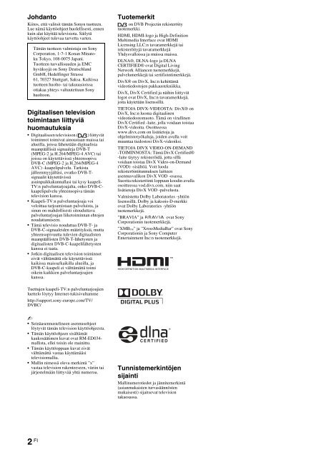 Sony KDL-46HX803 - KDL-46HX803 Consignes d&rsquo;utilisation Slovaque