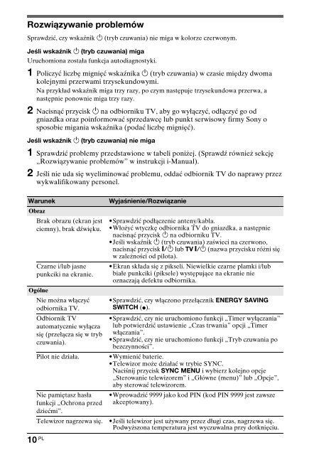 Sony KDL-46HX803 - KDL-46HX803 Mode d'emploi Polonais