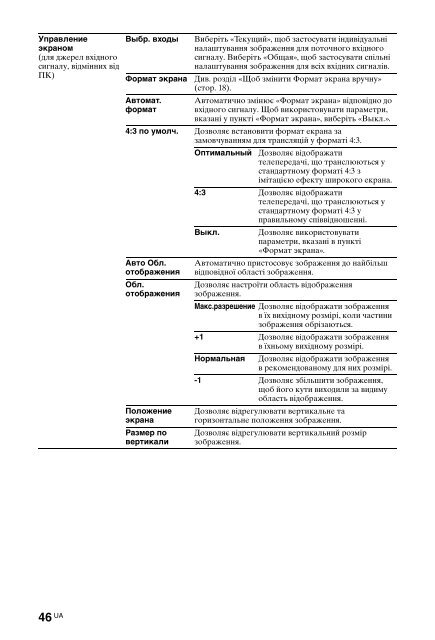 Sony KDL-46HX803 - KDL-46HX803 Consignes d&rsquo;utilisation Ukrainien