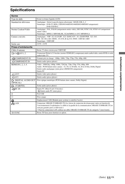 Sony KDL-46HX803 - KDL-46HX803 Mode d'emploi Tch&egrave;que