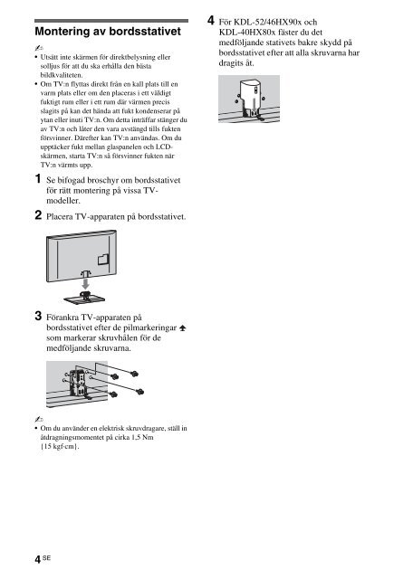 Sony KDL-46HX803 - KDL-46HX803 Consignes d&rsquo;utilisation Su&eacute;dois