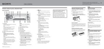 Sony CDX-G1001U - CDX-G1001U Guide de mise en route TchÃ¨que