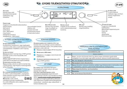 KitchenAid JT 379 IX - JT 379 IX HU (858737972790) Scheda programmi