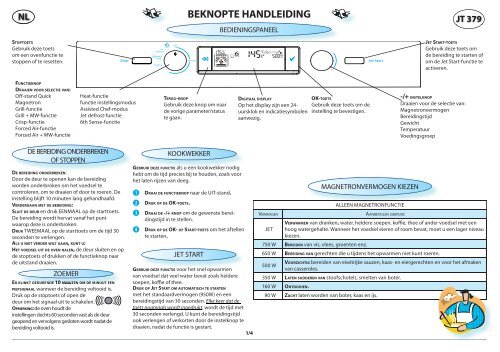 KitchenAid JT 379 IX - JT 379 IX NL (858737972790) Scheda programmi