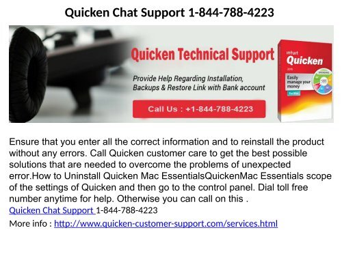 Quicken Tech Support Number 1-844-788-4223