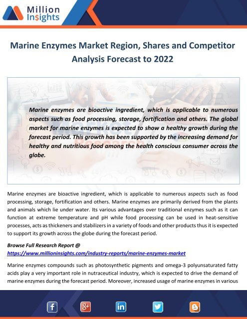 Marine Enzymes Market Shares and Growth Analysis Forecast to 2022