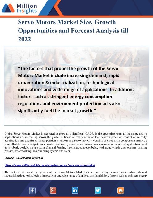 Servo Motors Market Size, Growth Opportunities and Forecast Analysis till 2022