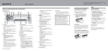 Sony CDX-G1001U - CDX-G1001U Guide de mise en route NÃ©erlandais