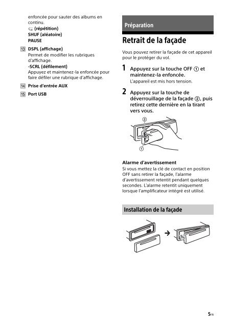 Sony CDX-G1001U - CDX-G1001U Consignes d&rsquo;utilisation Allemand