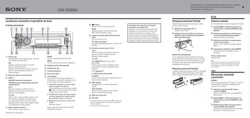 Sony CDX-G1001U - CDX-G1001U Guide de mise en route Roumain