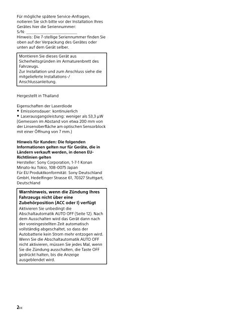 Sony CDX-G1001U - CDX-G1001U Consignes d&rsquo;utilisation N&eacute;erlandais