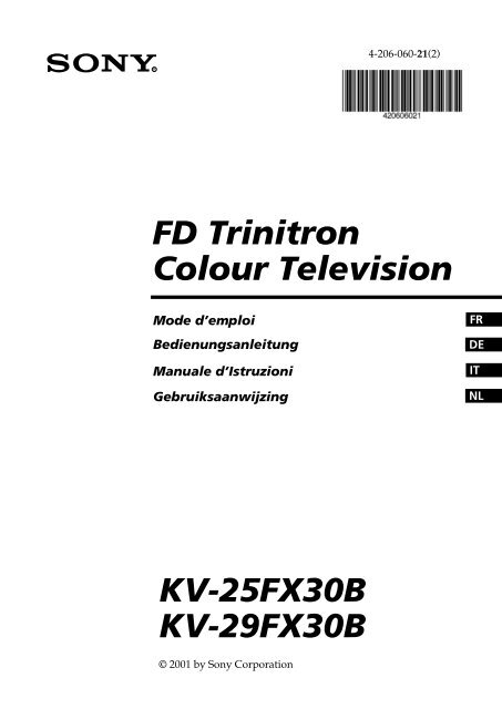 Sony KV-25FX30B - KV-25FX30B Consignes d&rsquo;utilisation Italien