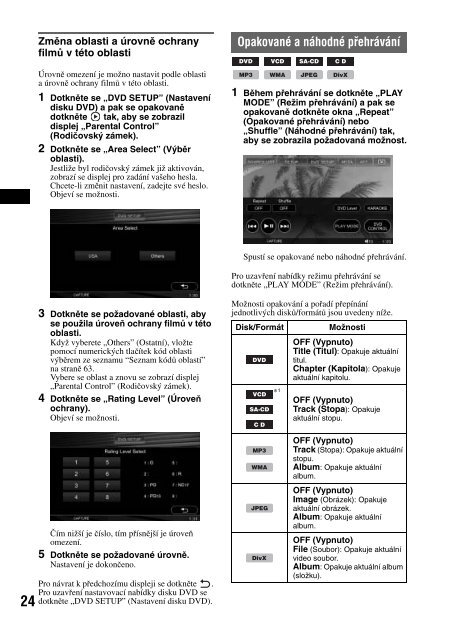 Sony XAV-W1 - XAV-W1 Consignes d&rsquo;utilisation Tch&egrave;que